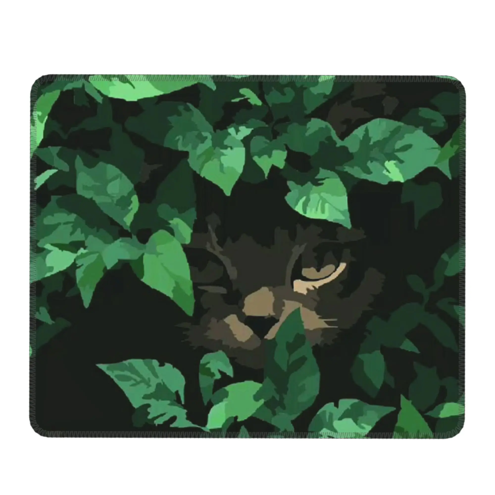 Black Cat Hidden Behind The Leaves Mouse Pad Computer Keyboard Mouse Mat Gaming PC Laptop Desk Mat Office Accessories Table Mats