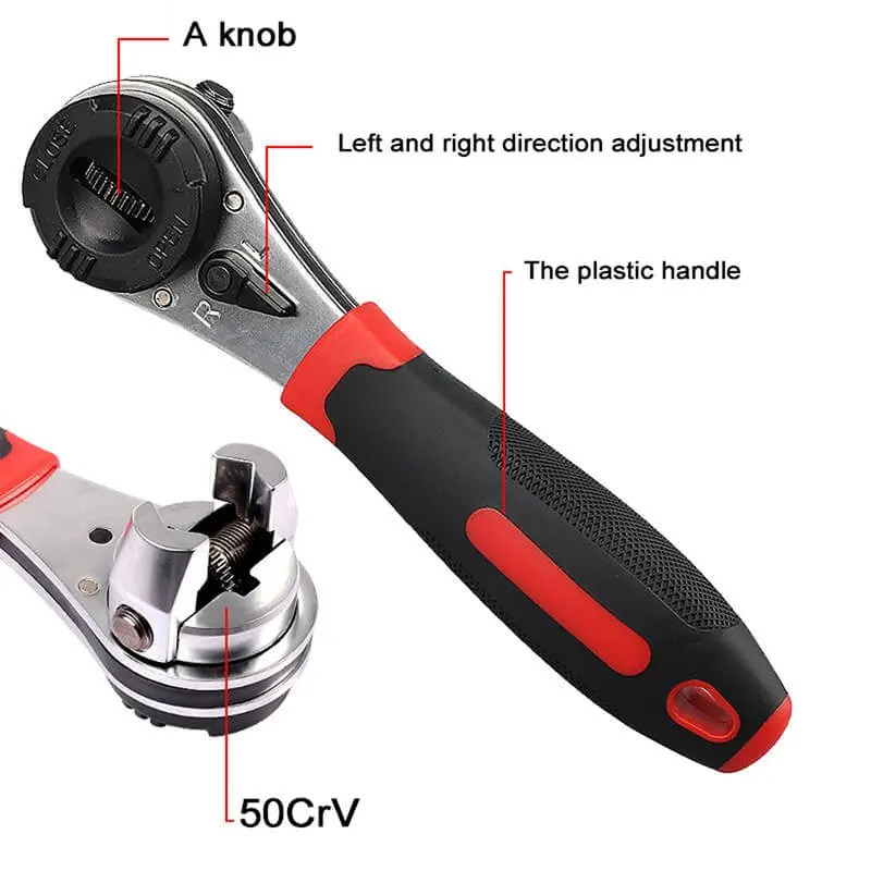 Saker Multifunctional Ratchet Wrench Quick Release Spanner Socket Drive Adjustable Non-Slip For Car Bicycle Repair Hand Tools