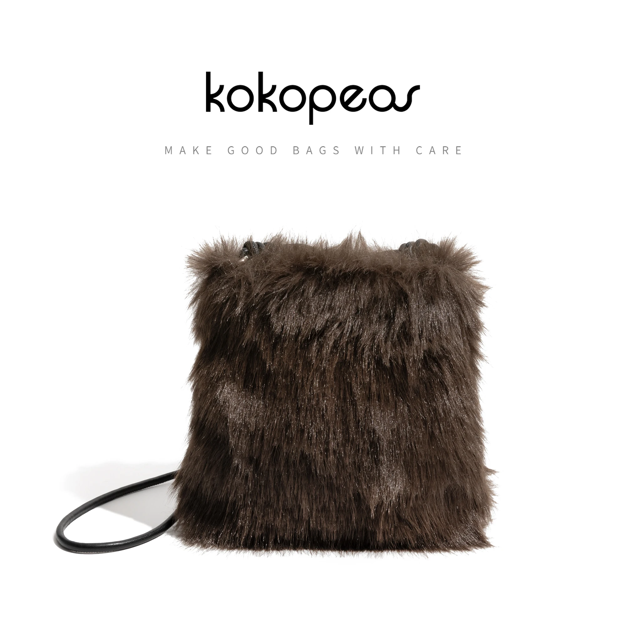 

KOKOPEAS Winter Women's Faux Fur Fluffy Lightweight Portable Phone Purse Plush Ladies Fashion Crossbody Bag Simple Shopping Bag