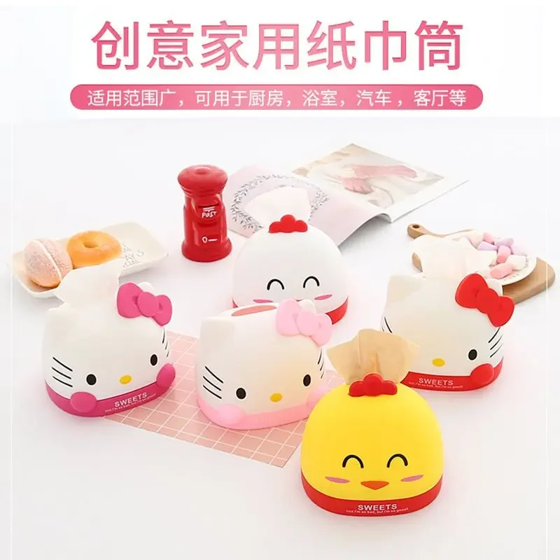 

Sweet Hello Kitty Anime Kawaii Sanrio Toilet Tissue Box Ins Cute Cartoon Home Creative Living Room Draw Paper Storage Case Gifts