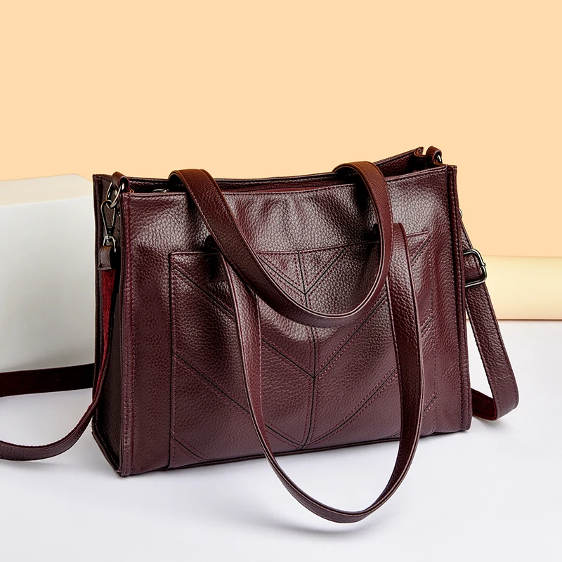 

Large Capacity Women PU Leather Handbags Tote Bags High Quality Ladies Shoulder Messenger Bags Casual Female Zipper Shopping Bag