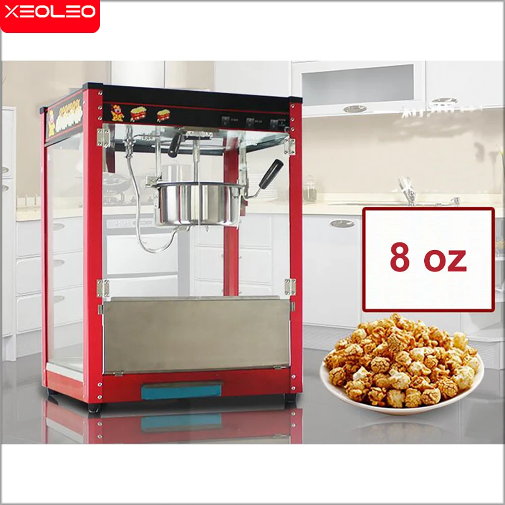 

XEOLEO 8OZ Popcorn maker Electric American style popcorn machine Automatic hot oil popcorn maker Non-stick pot Toughened glass