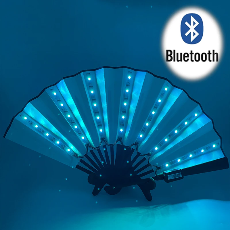 

1Pc APP Bluetooth Flashing Folding LED Fan Dancing Lights Fan Night Show Luminous Fan Bar Night Club DJ Fluorescent Glow Props