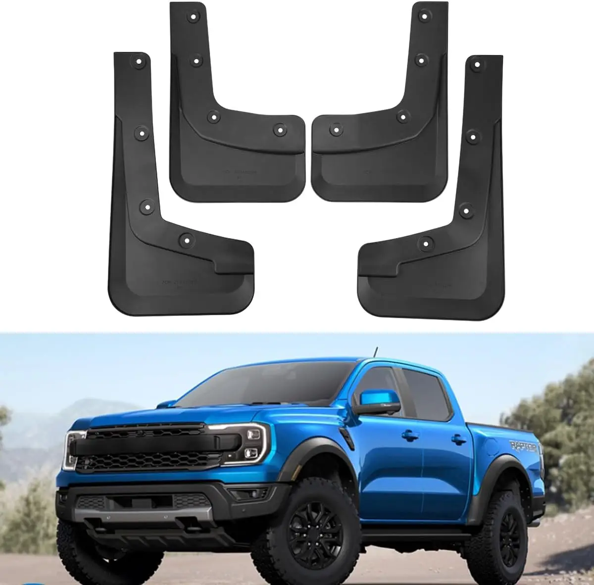 

Mud Flaps for Ford Ranger 2024 2025, Front Rear Splash Guards No Drilling