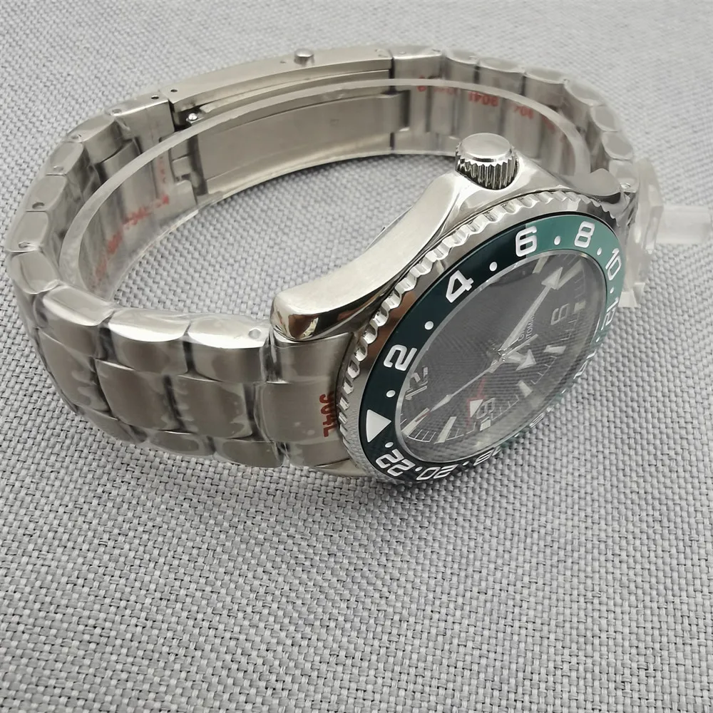 41mm Seahorse 600 New Gmt Dual Time Zone Display Stainless Steel Automatic Watch Nh34 Greenwich Automatic Movement