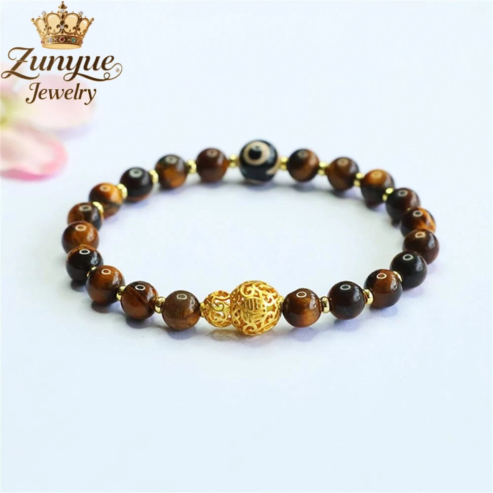 

Natural Yellow Tiger'S Eye Stone Three-Eyed Celestial Pearl Agate Bracelet Luxury Quality Jewelry Fashion Jewelry Exquisite Gift