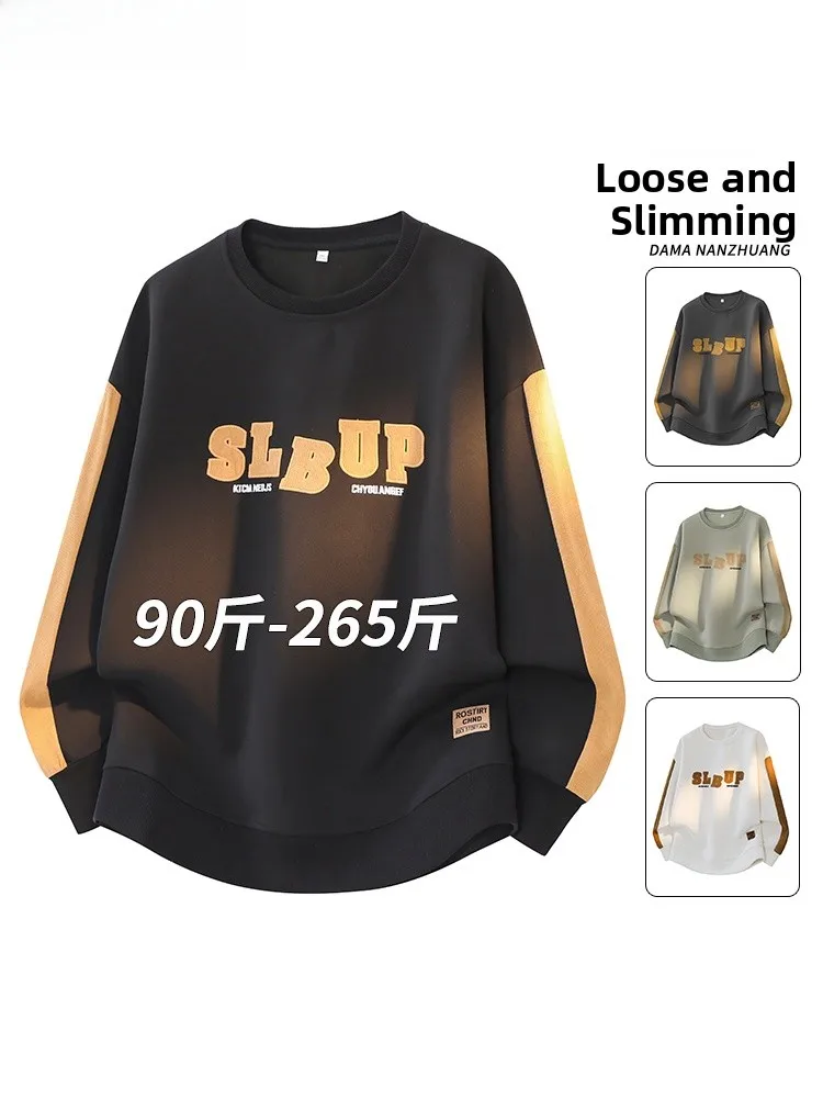 

Модный американский свитшот с длинными рукавами и круглым вырезом, свободного кроя, с вышивкой, больших размеров, мужской, весенне-осенний, модный топ