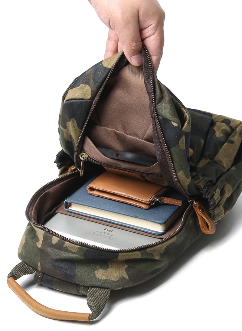 Bolso de hombro pequeño de lona y cuero de camuflaje para hombre, mochila de pecho ligera y versátil, bolso de mano de moda juvenil, M106