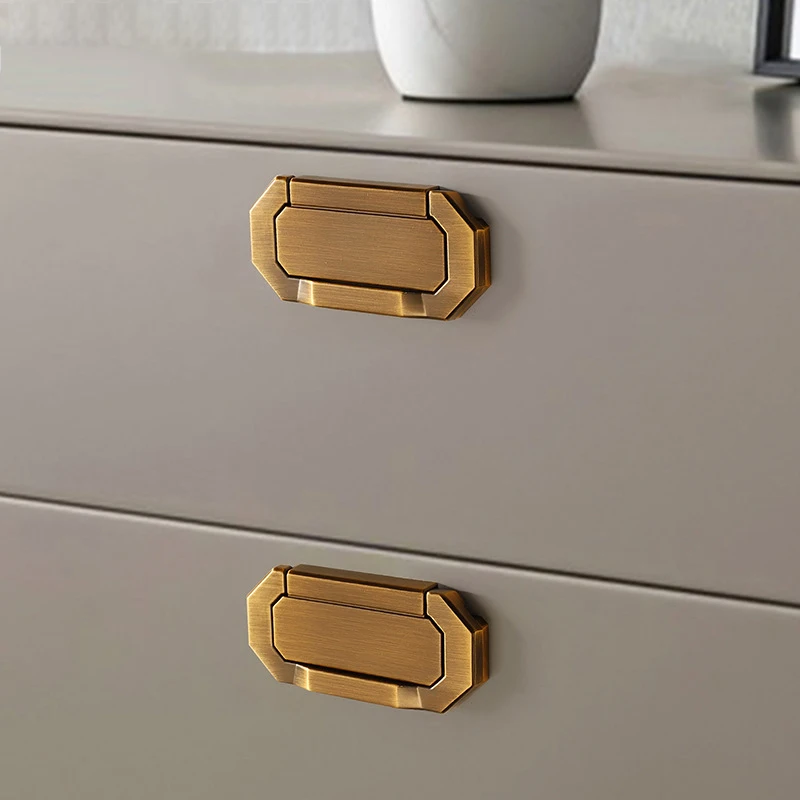 Light Luxury Flat Drawer Handle Black Gold Zinc Alloy Kitchen Cabinet Handle Invisible Flat-Mounted Gusset Furniture Handles