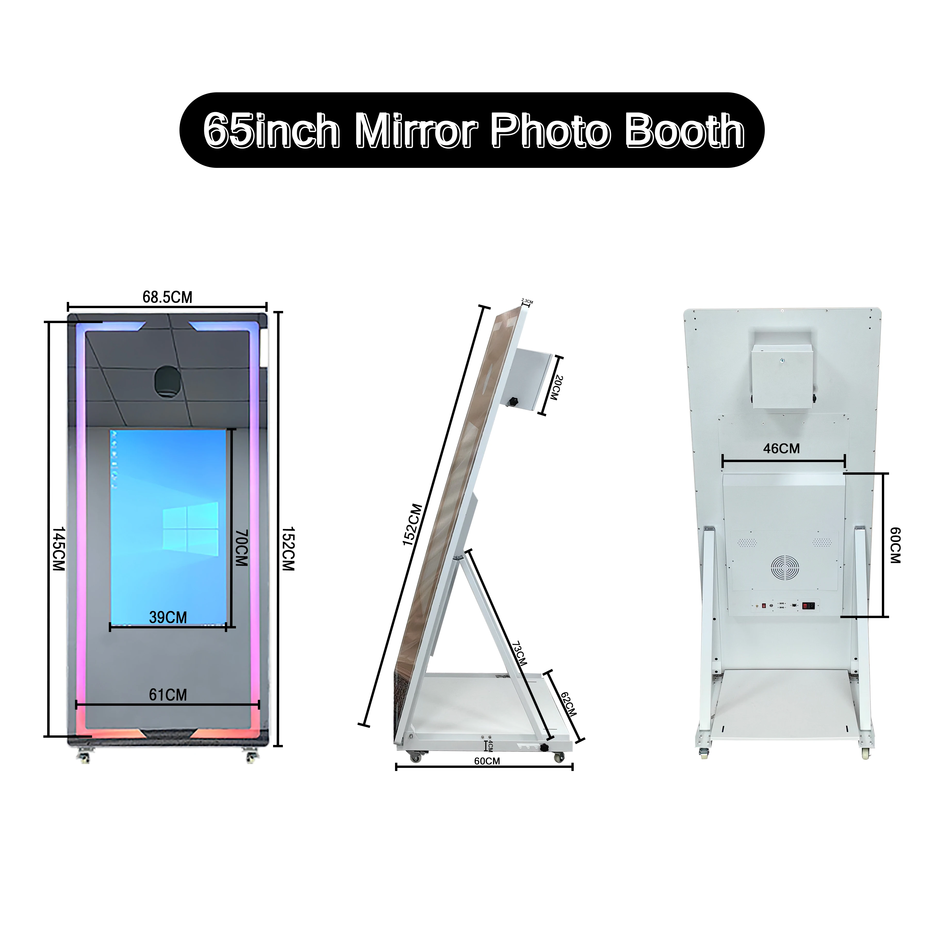 2024 Selfie DSLR  With Touch Screen Magic Mirror and Ring Light Portable Photo Booth Machine