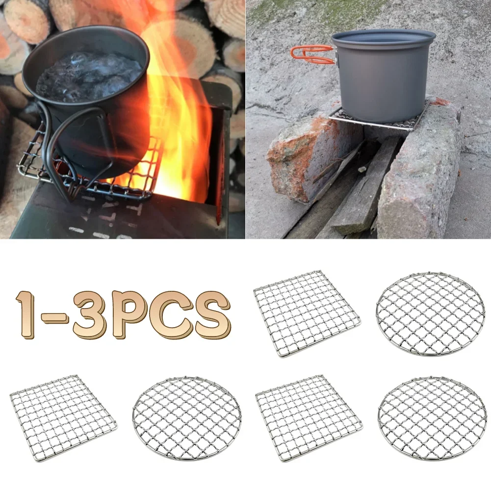 Parrilla de barbacoa de 1 a 3 uds., rejilla de cocina de red asada para el hogar, herramienta de rejilla para asar de acero inoxidable para actividades al aire libre, Picnic de viaje