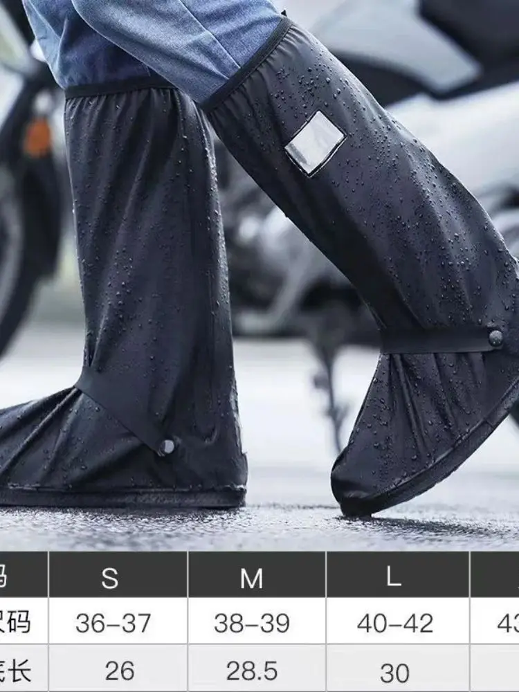 AliExpress NONE Rain Boot Shoe Cover Black Waterproof with Reflector High Top Clear Shoes Dust Covers for Motorcycle Bike Rain Cover Men Women