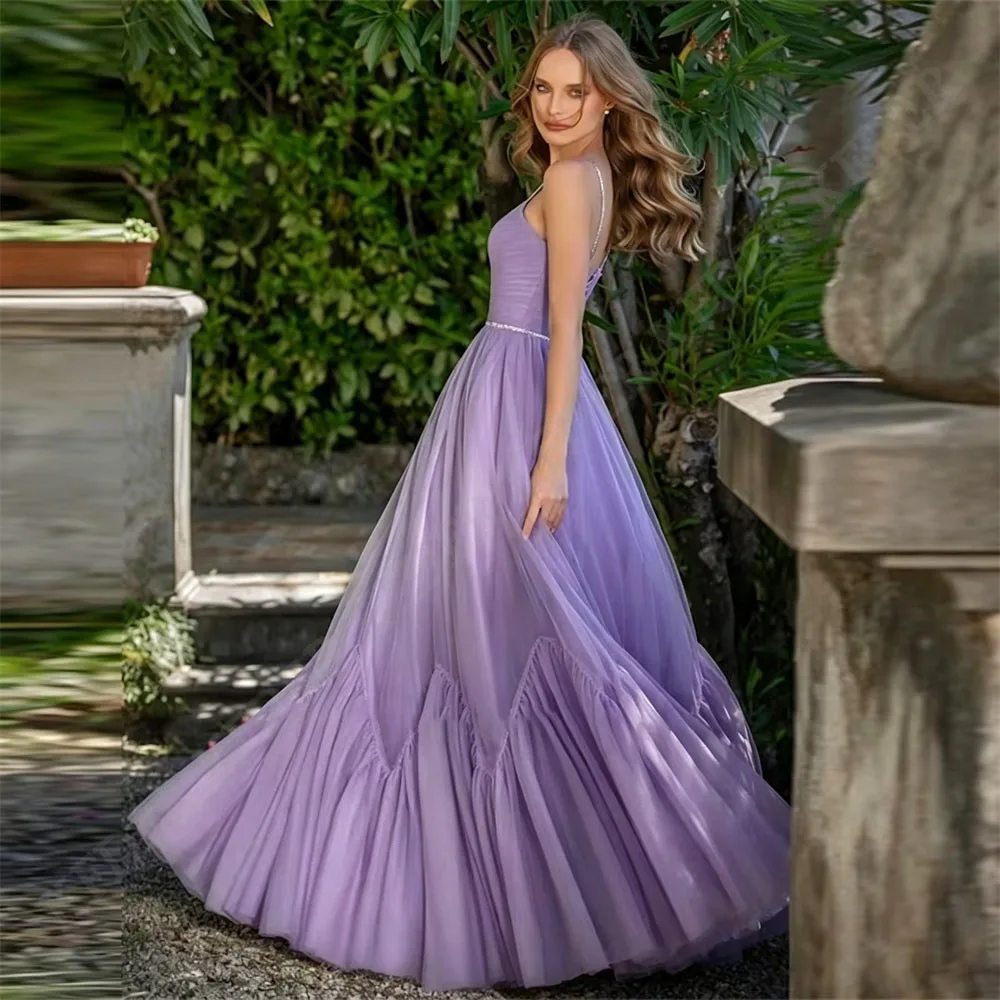 Purple A Line Wedding Party Dresses Ruched Sleeveless Lavender Prom Dress Birthday Dress Wedding Guest dresses 2026 Party Gowns