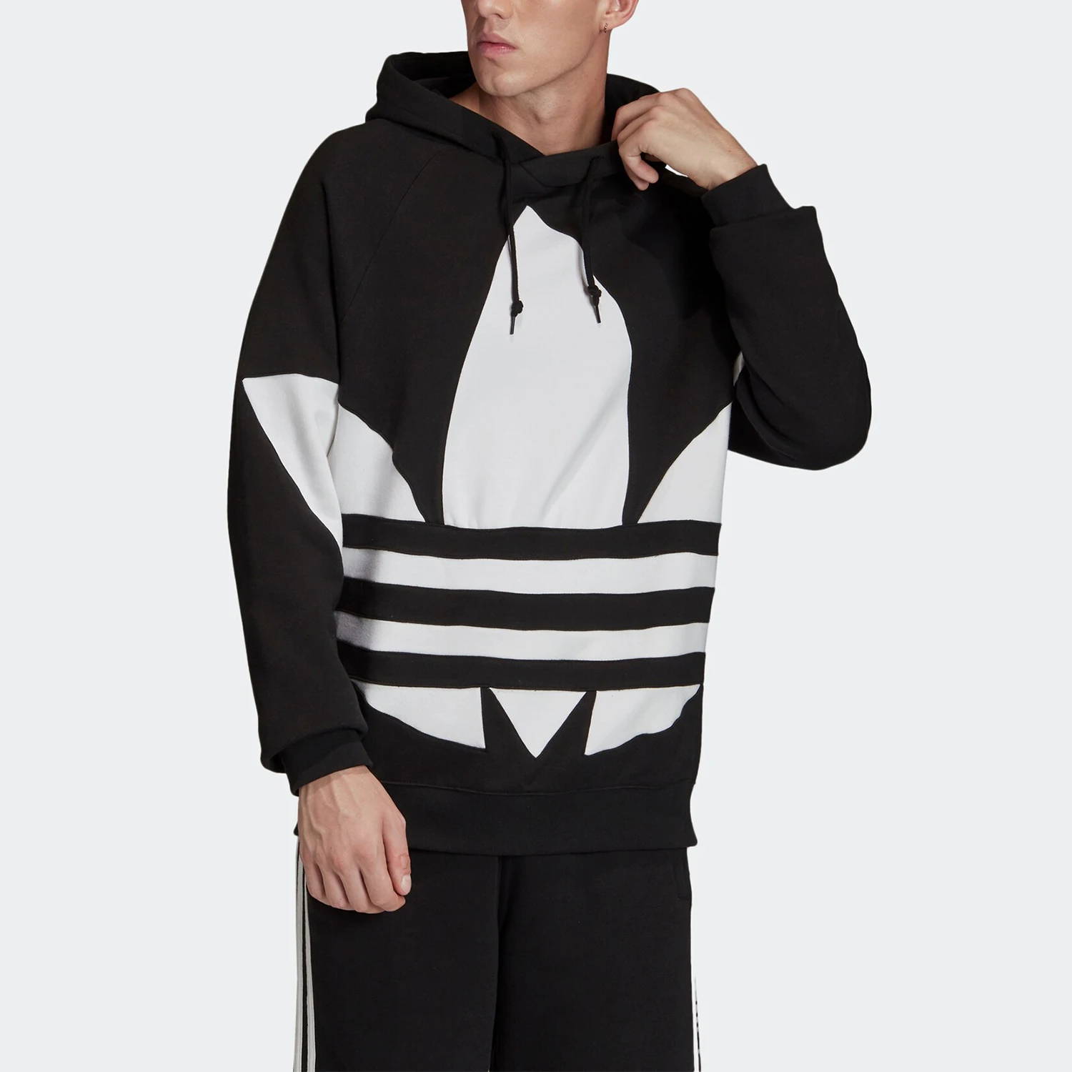 Adidas Originals Mens Large Three Leaves Mens Loose Sports Hooded Sweatshirt FM9908