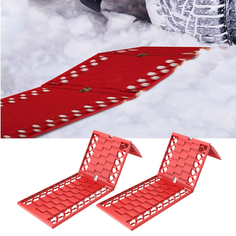 2PCS Foldable Portable Car Escape Mat Non-Slip Pad Fit All-Weather Auto Traction Mat Tire Grip Aid Ideal for Snow Ice Mud