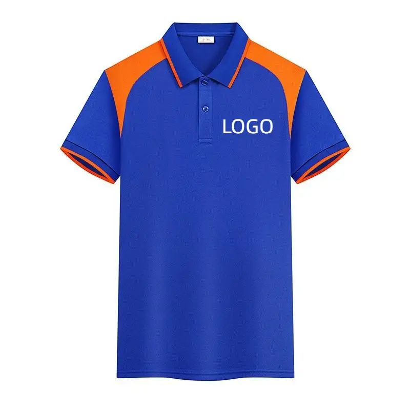 Summer Polo Shirt Short Sleeved Color Blocked Lapel T-shirt Hotel Restaurant Coffee Bakery Waiter Workwear Print Logo Embroidery
