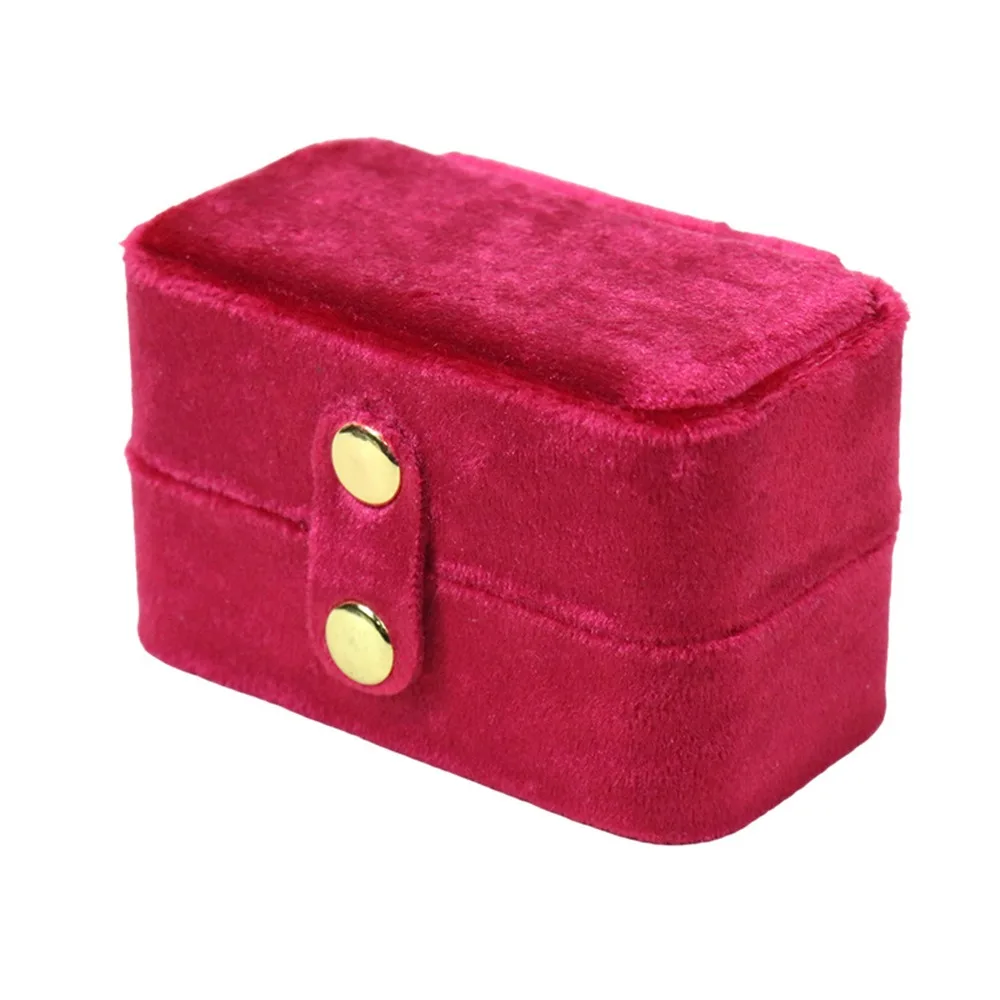 Portable Velvet Jewelry Box Zipper Closure Mini Jewelry Storage Case Jewelers Packaging Travel Storage