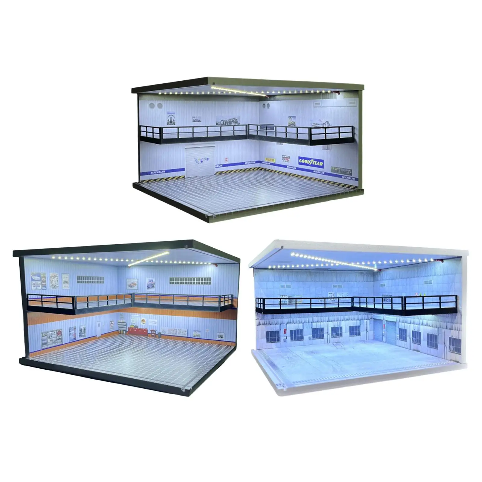 

1/64 Диорама Автостоянка Двухслойный выставочный зал со световым декором