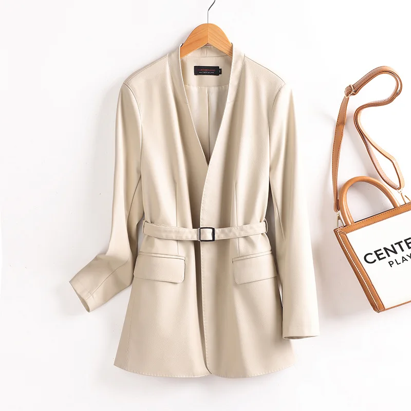 

Women Leather Coat Women Suit Leather Casual Loose Leather Coat