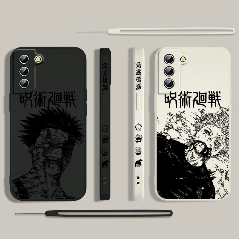 Jujutsu Kaisen Gojo Sukuna Phone Case For Samsung Galaxy S24 S23 S22 S21 S20 Pro FE Plus Ultra Liquid Left Rope Cover