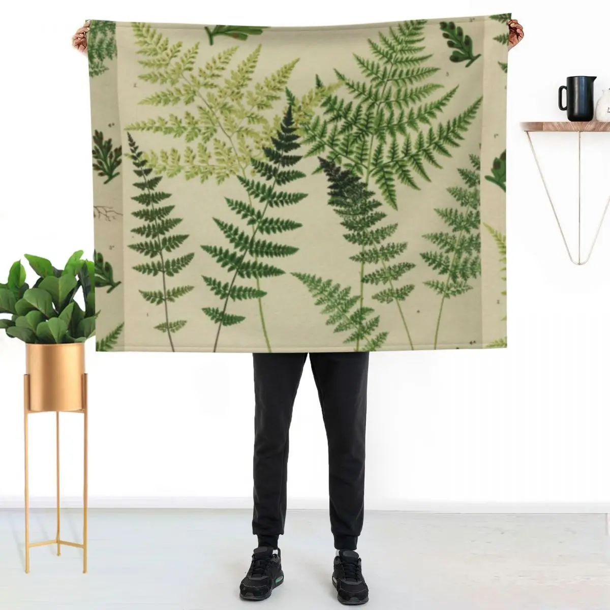 

Botanical Ferns Throw Blanket Plush Fuzzy Cozy Blanket for Couch Sofa