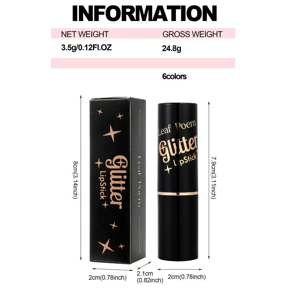 Pintalabios metálico con purpurina, 6 colores, resistente al agua, hidratante, diamante nacarado, maquillaje de labios de larga duración, brillo de labios Sexy