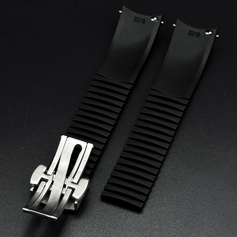 Rundes Gebogenes Uhrenarmband 20mm 21mm 22mm Wasserdichtes FKM Gummi Uhrenband für Herren und Damen, Passend für Omega Longines Seiko – Detail 8