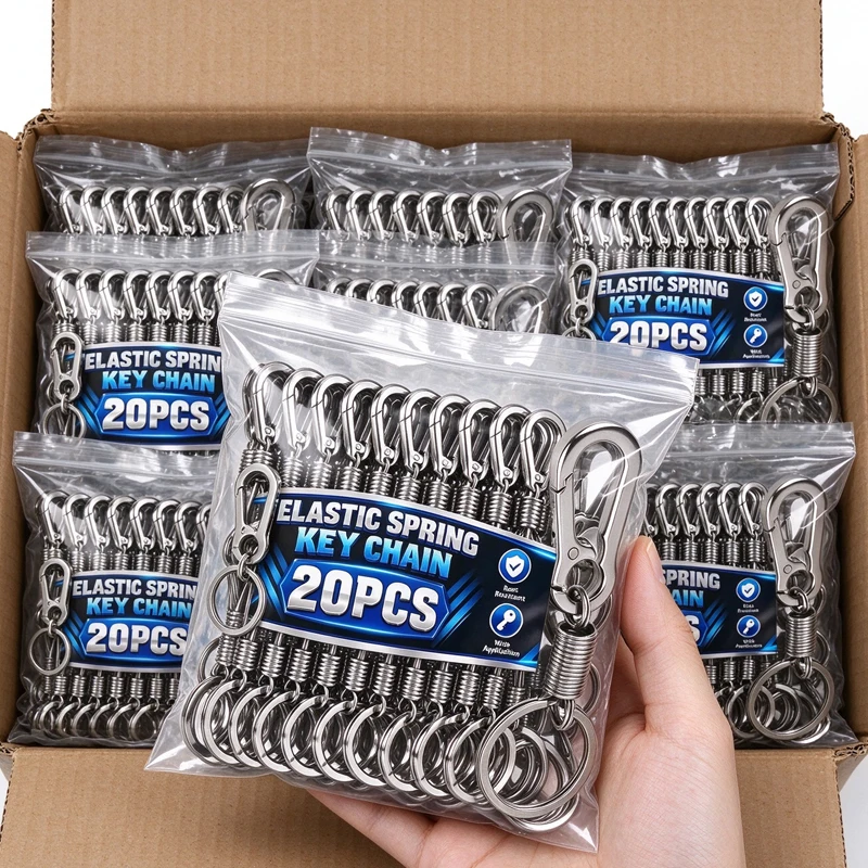 1-50pcs Climbing Hook Keychain Spring Alloy Carabiner Anti Lost Buckle Keyring Metal Men Car Bag Accessories Lightweight Keyring