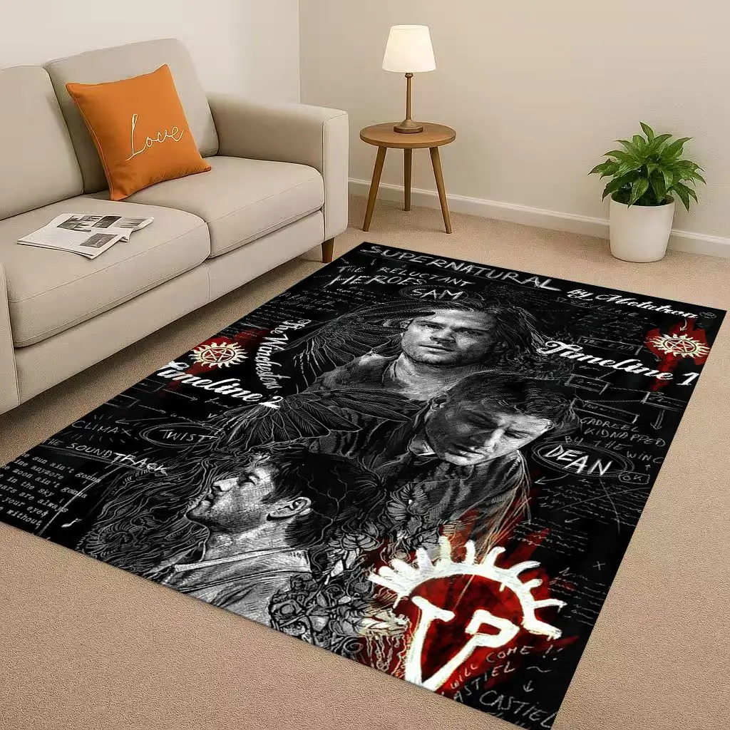 HD Supernatural Sam Dean Winchester TV Living Room Non-Slip Area Rug Soft Carpet for Bedroom Playroom Sofa,Home Decor Doormat