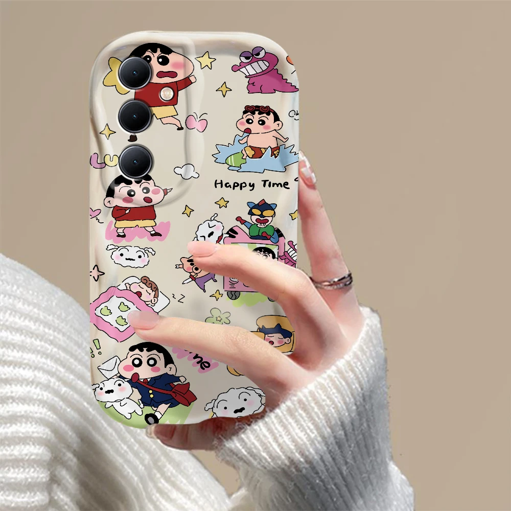 Anime Crayons Shinchans 3D Wave Case For OPPO Realme 12 11 10 9 8 7 7i 6 5 Pro Plus C67 C55 C31 C35 C11 C12 C15 C20 C21Y Cover