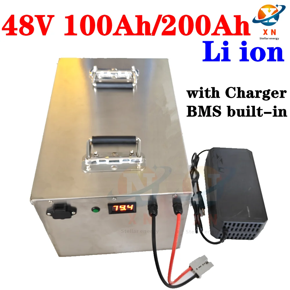 

48V 100Ah 200Ah Lithium battery for 18kw 10kw inverter solar panels telecommunication Forklift ups+Charger