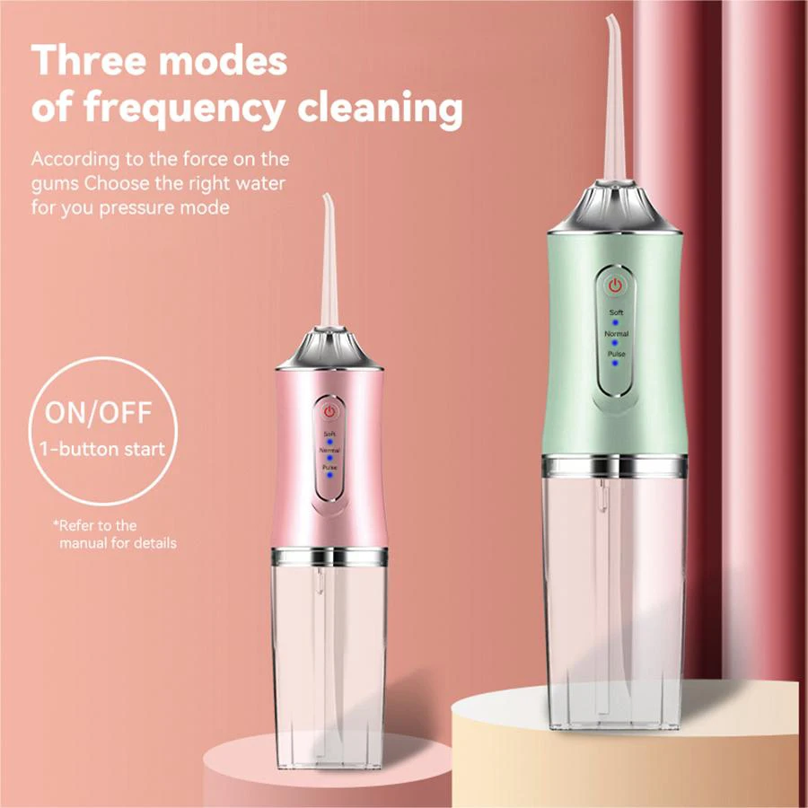 Electric Water Flosser, Portable Rechargeable Oral Irrigator with 4pcs Multifunctional Nozzle for Home & Travel, Personal Oral C