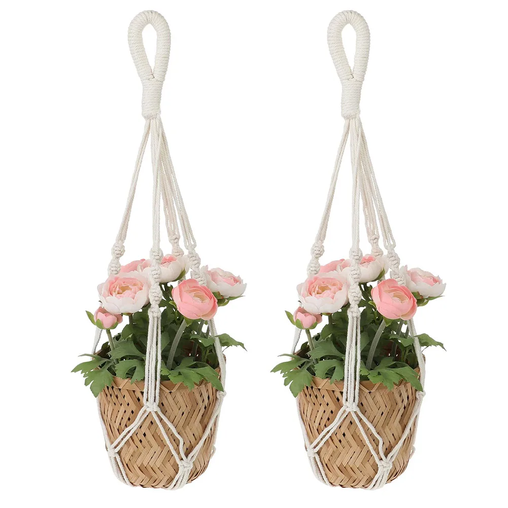 

Gardening Flower Pot Net Bag Hand-Woven Cotton Rope Flower Pot Hanging Rope Macetas Para Plantas Garden Pots Planters