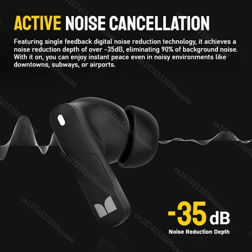 Imagen 2 del producto Auriculares Bluetooth Monster GT22 ANC 360 °   Auricular deportivo inalámbrico TWS con sonido espacial, auricular intrauditivo con cancelación activa de ruido de 35dB