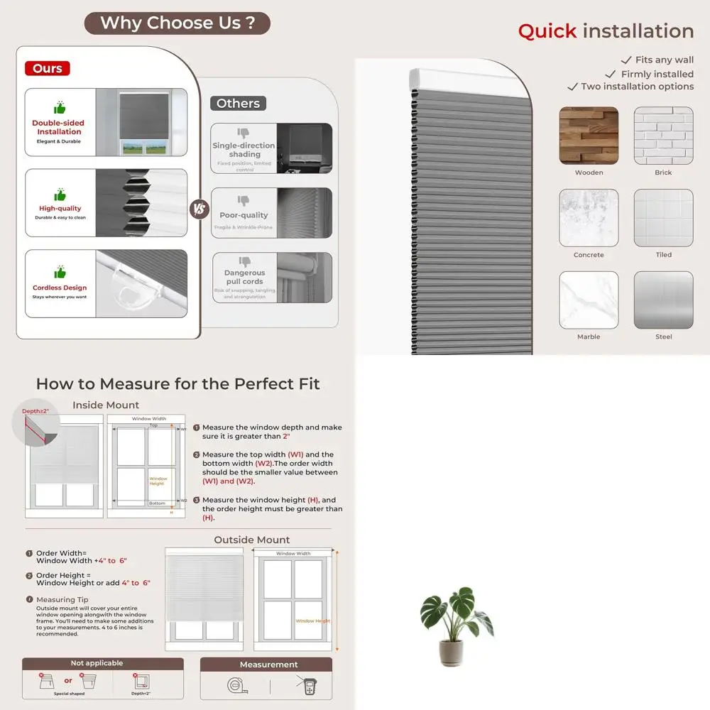 

Серые беспроводные сотовые шторы, теплоизоляционные и звукоизоляционные, затемняющие оконные шторы для спальни и детской комнаты, 34x64
