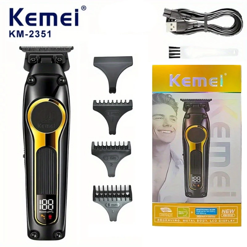 

KEMEI km-2351 Usb Rechargeable Hair Clippers Dlc Blade Cordless Electric Hair Trimmer Men Barber