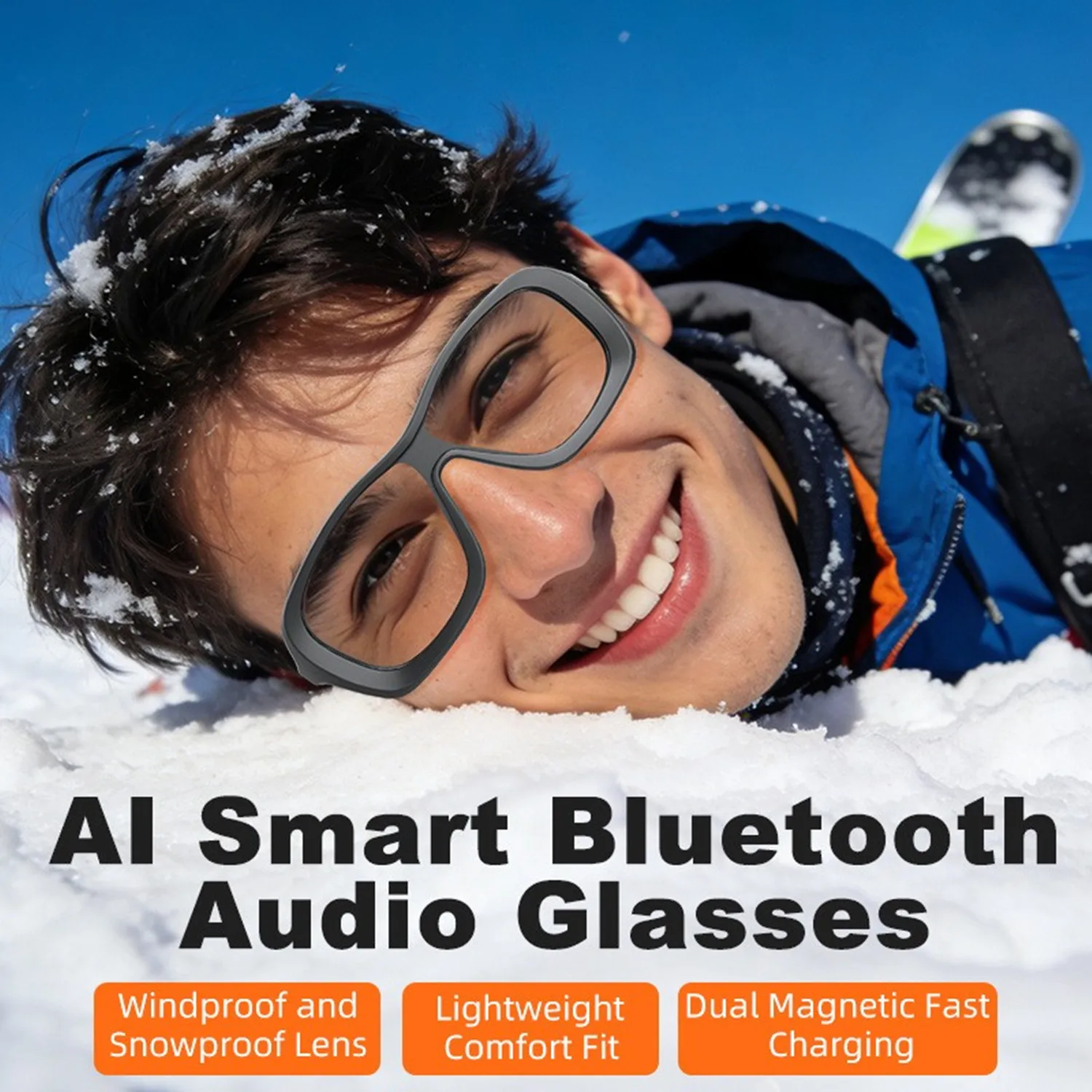 Skiing Smart Glasses AI Real-time Translation Voice Call Music Play Outdoor Sports Sunglasses Bluetooth Audio Hands-free Headset