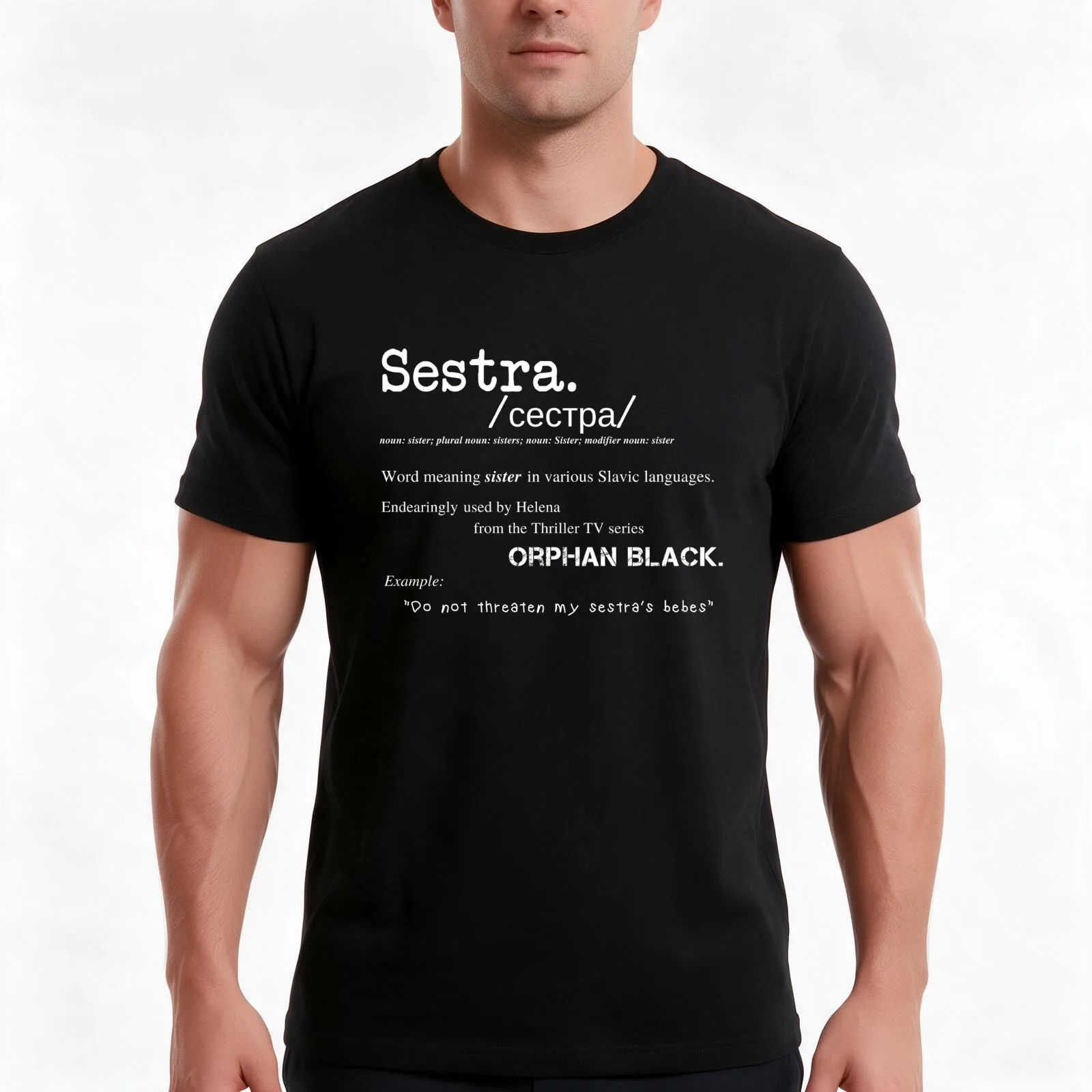 Sestra Definition- Orphan Black T-Shirt, Summer Casual Cotton Tee, Oversized Streetwear Tops, Vintage Graphic Print, 100% Cotton