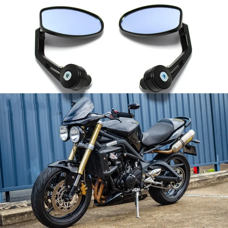 2PCS Motorcycle Rearview Mirrors CNC Motorcycle Bar End Black Rearview Side Mirror For Triumph Speed Triple Street 675 1050