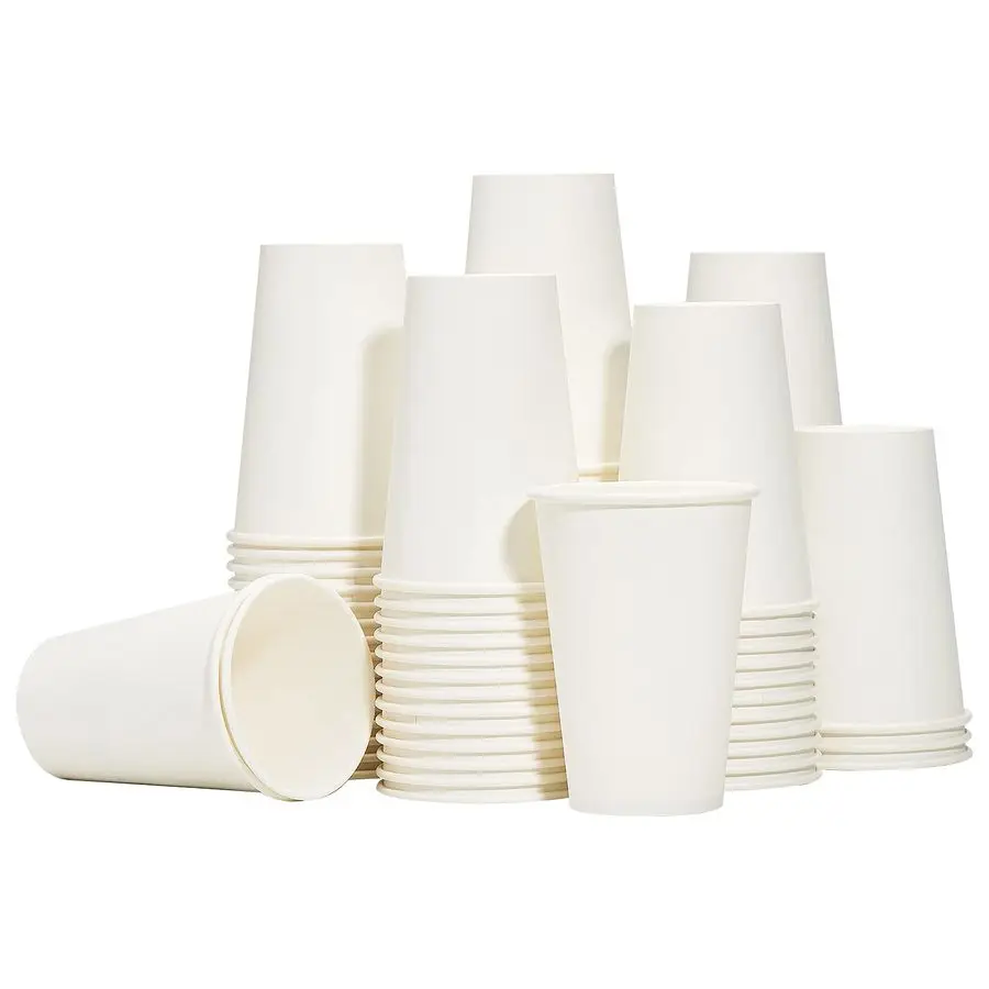 

Hot Paper Coffee Cups 12 oz 300 Pack, Disposable Coffee Cups 12 oz, Upgraded Weight Of Paper, White