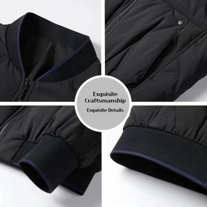 New Men's Light Luxury Down Jacket Lightweight Short Bomber Jacket for Business Middle Age Men Winter Warm Zip Up Outerwear