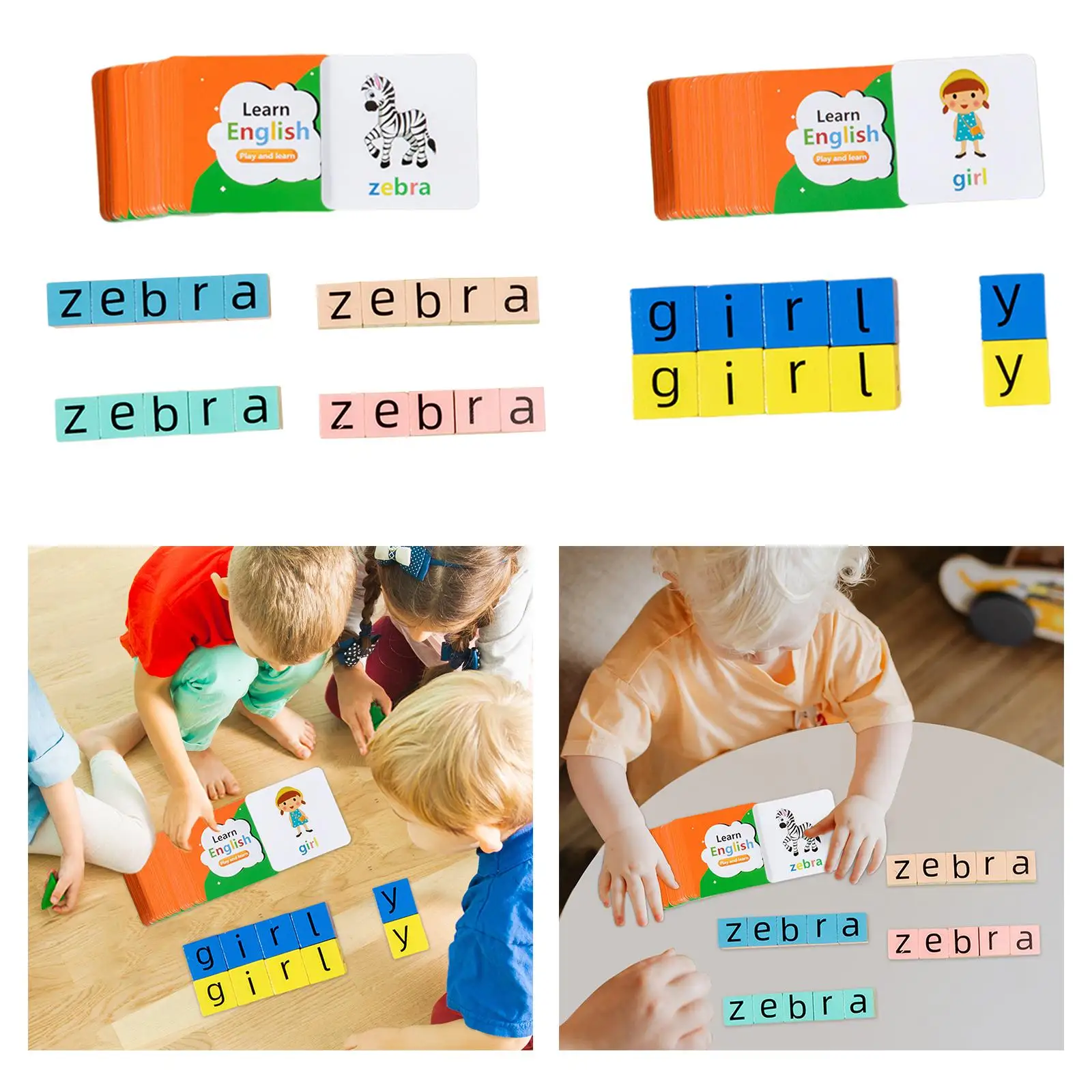 Wooden Blocks Spelling Game, Palavras Cruzadas, Brinquedo Educativo Precoce, Montessori