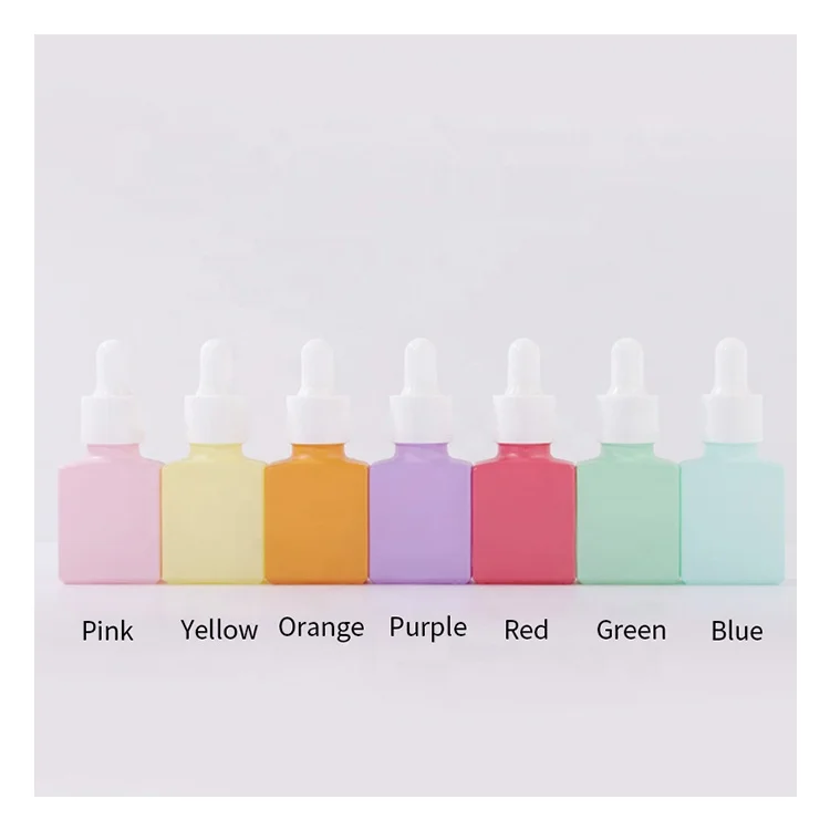 Wholesale colorful essential oil glass dropper bottle for perfume cosmetic Pink Green Purple Blue Orange Yellow Red Frosted 15ml