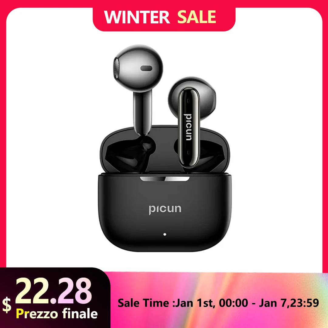 Picun A2 TWS Wireless Earphones Semi-In-Ear Adaptive Noise Reduction HIFI Earphone BASS Bluetooth Earbuds HD Calls ENC Mic APP