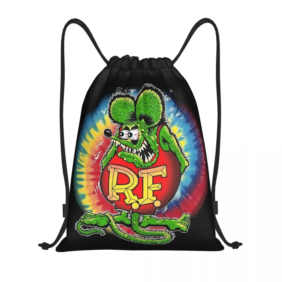 Rat Fink Stripe Drawstring Backpack Sports Gym Bag for Women Men Comic Cartoon Shopping Sackpack