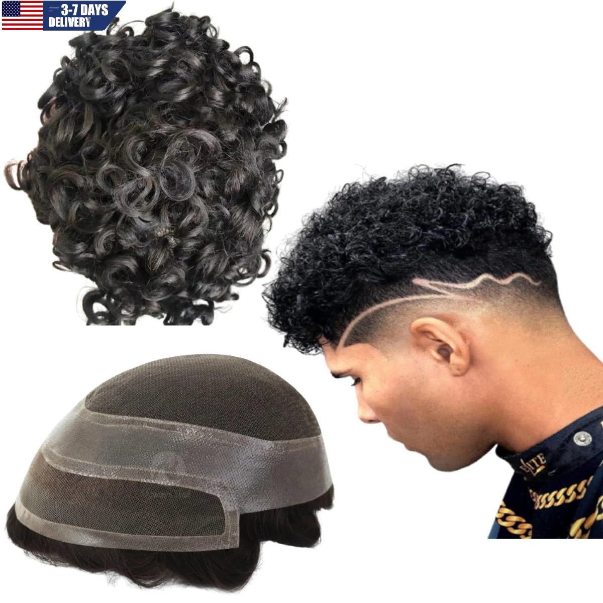 Peruca para homens perucas de cabelo humano europeu virgem unidades de cabelo humano onda encaracolado peruca masculina sistema de substituição humano real para homem 10x8