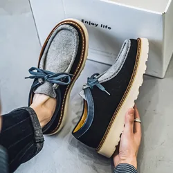 New Luxury Fashion Men Shoes Vintage British Tooling Leather Shoes Cow Suede Loafers Breathable Sneakers Designer Shoes Men