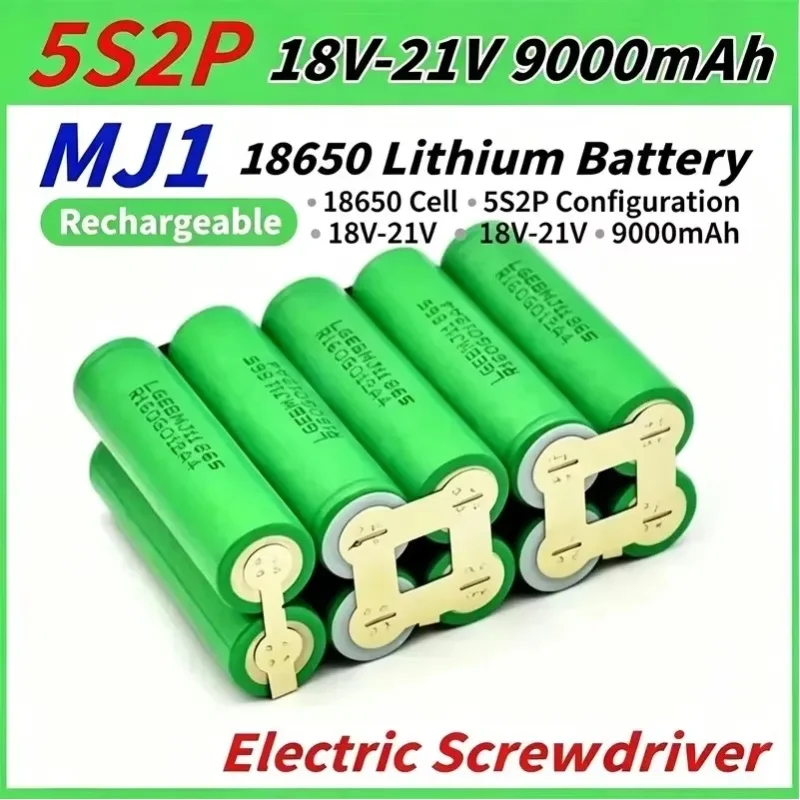 LIDIKALA MJ1 18V 21V Akumulator litowy do narzędzi 5S2P 9000mAh 18650 Zestaw akumulatorów litowo-jonowych Zamienny akumulator do wkrętarki elektrycznej i wiertarki — 2