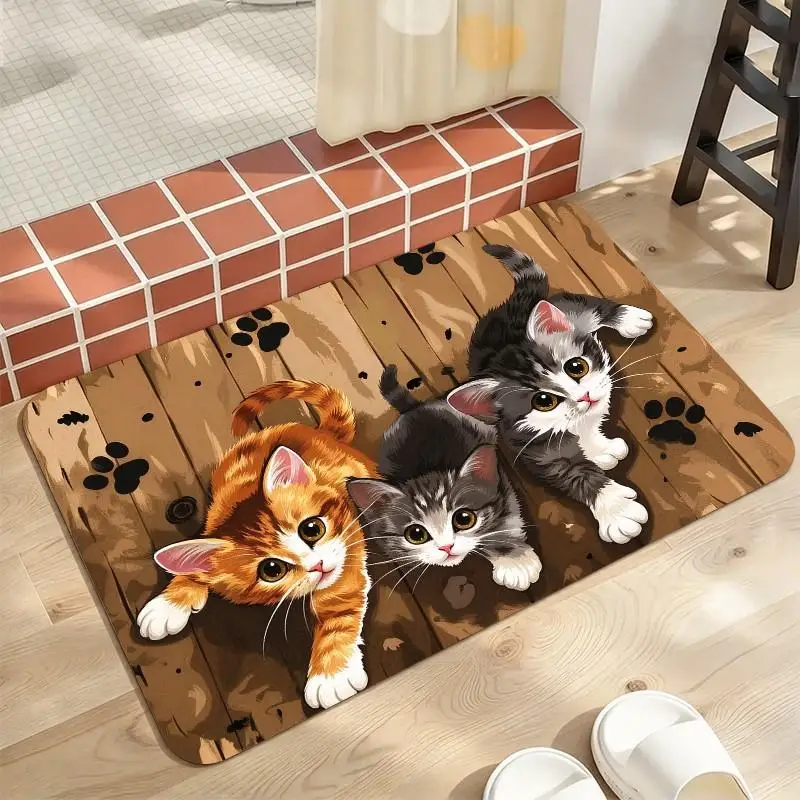 1 Piece Cartoon Kitten Paw Wooden Plush Rug, Comfortable All Season Lightweight Easy To Care, Home Decor For Living Room, Bedroom, Foyer, Autumn Winter