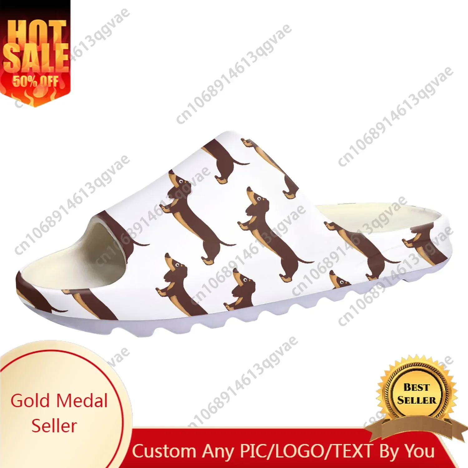 

Cute Dachshund Pet Dog Soft Sole Sllipers Home Clogs Step on Water Shoes Mens Womens Teenager Bathroom Customize on Shit Sandals